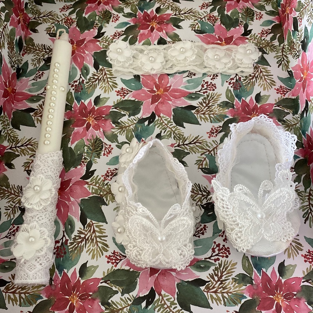 Placeholder: Custom ORDER 3-Piece Handmade Baptism & Christening Set $140
